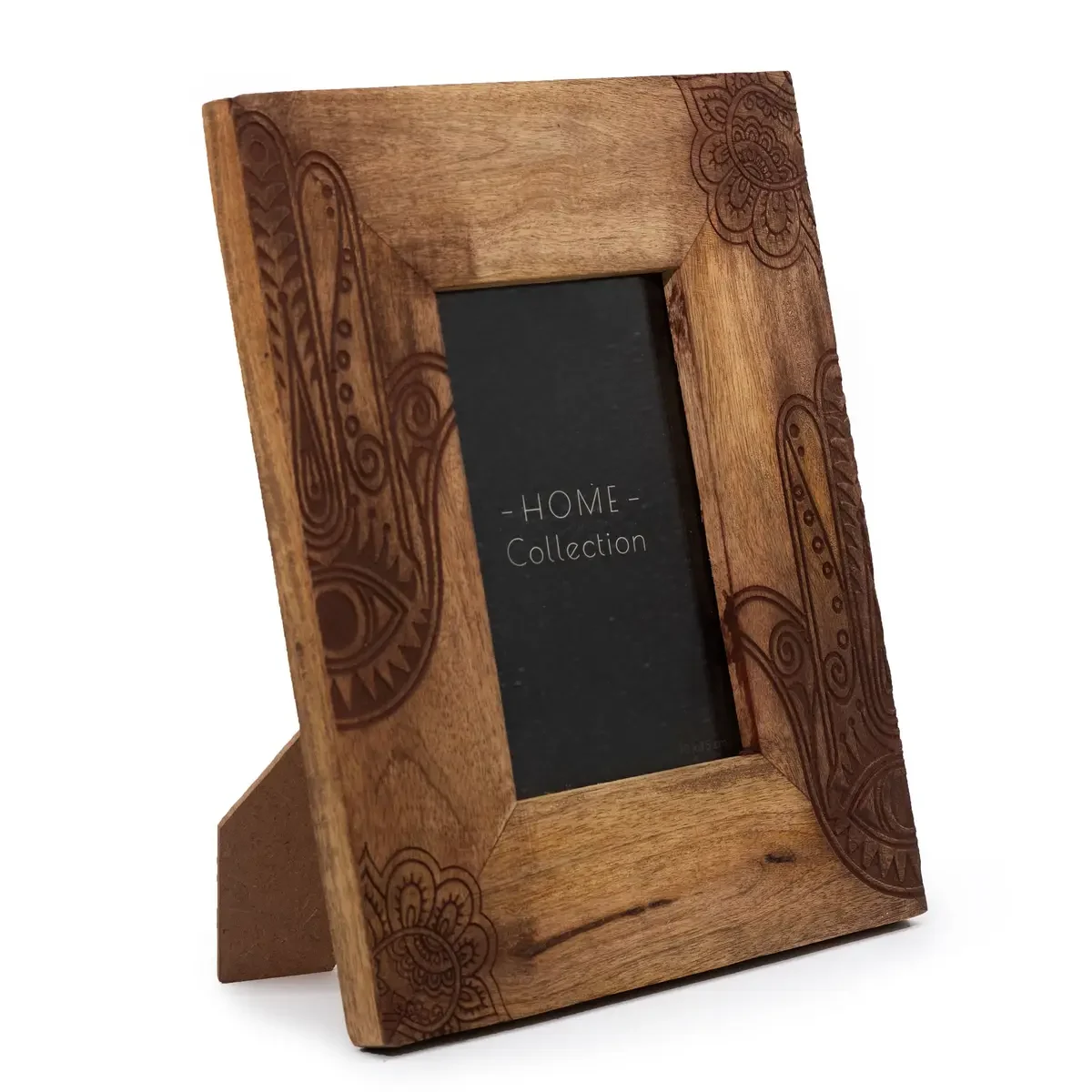 Cadre photo en bois de manguier main hamsa, noir, photo 10 × 15 cm - Ligne & Matière