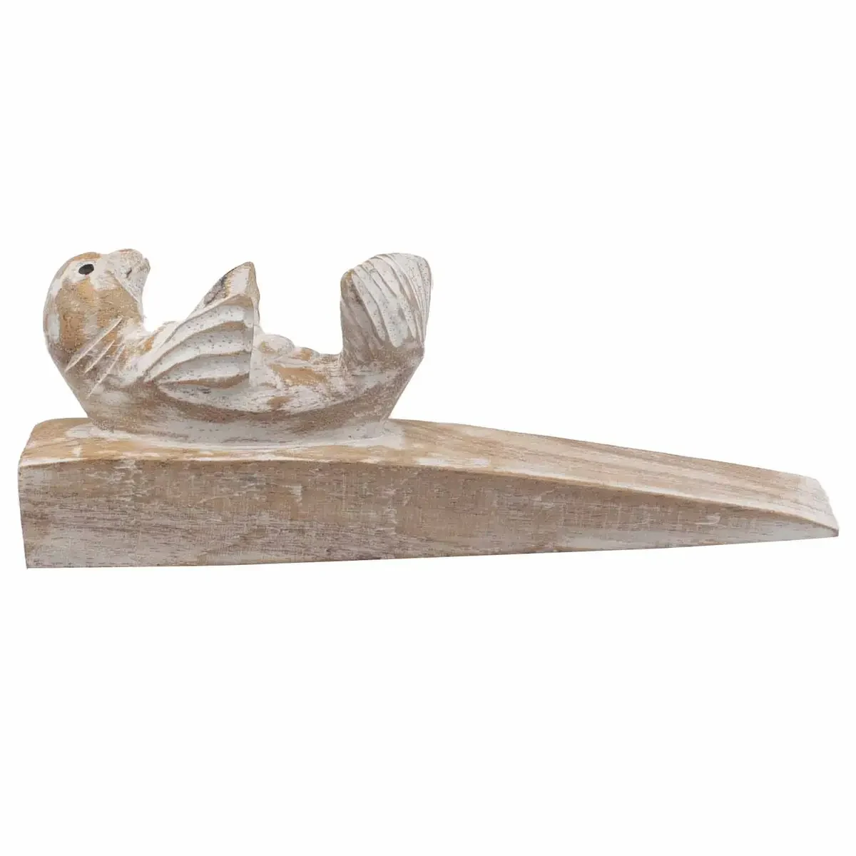 Cale-porte sculpté en bois, bébé phoque - Ligne & Matière