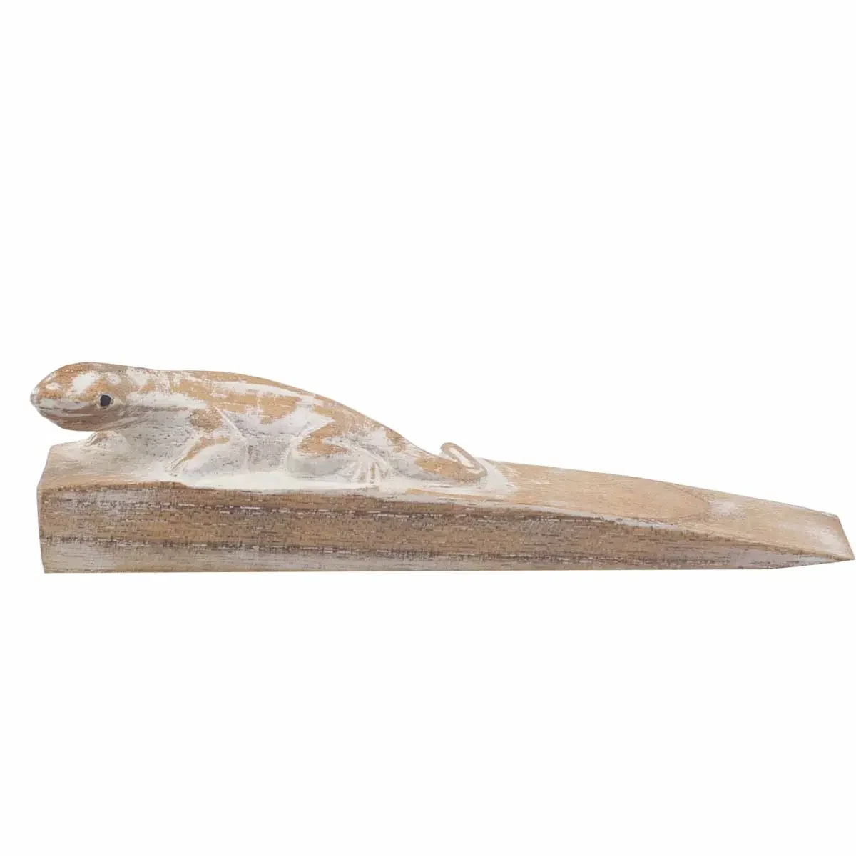 Cale-porte sculpté en bois, gecko - Ligne & Matière