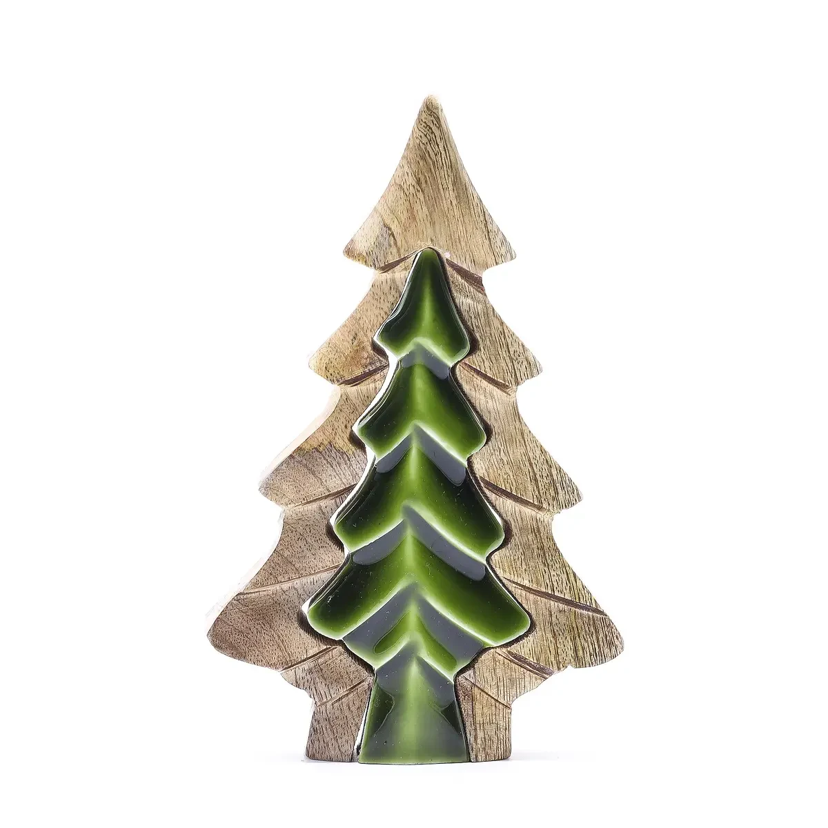 Décoration en bois de manguier, arbre dans un arbre, 15 × 10 cm - Ligne & Matière