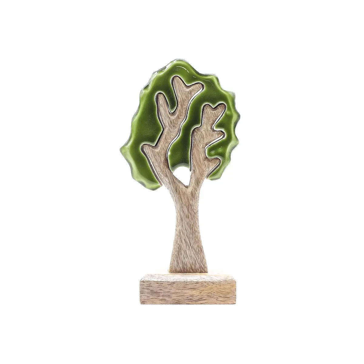 Décoration en bois de manguier, arbre solitaire, 20 × 10 cm - Ligne & Matière