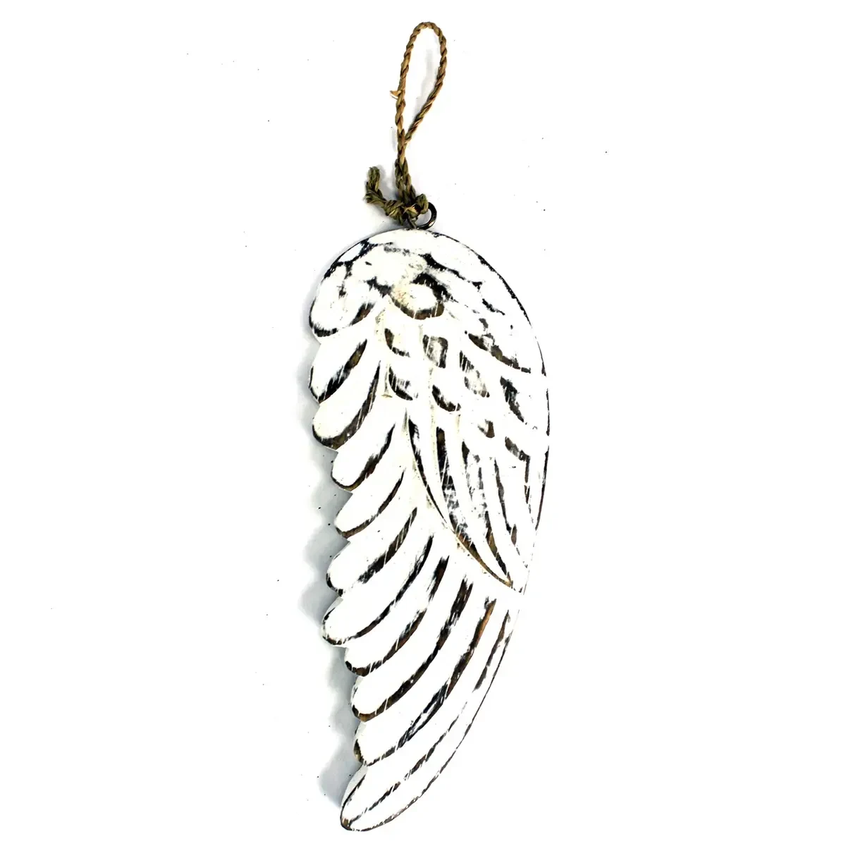 Décoration sculptée en bois blanc, aile d'ange, 18 cm - Ligne & Matière