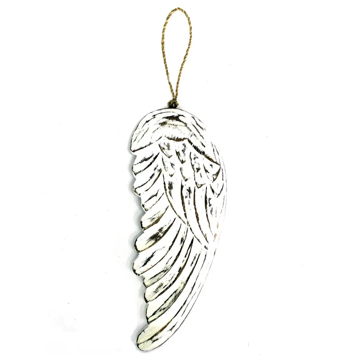 Décoration sculptée en bois blanc, aile d'ange, 30 cm - Ligne & Matière