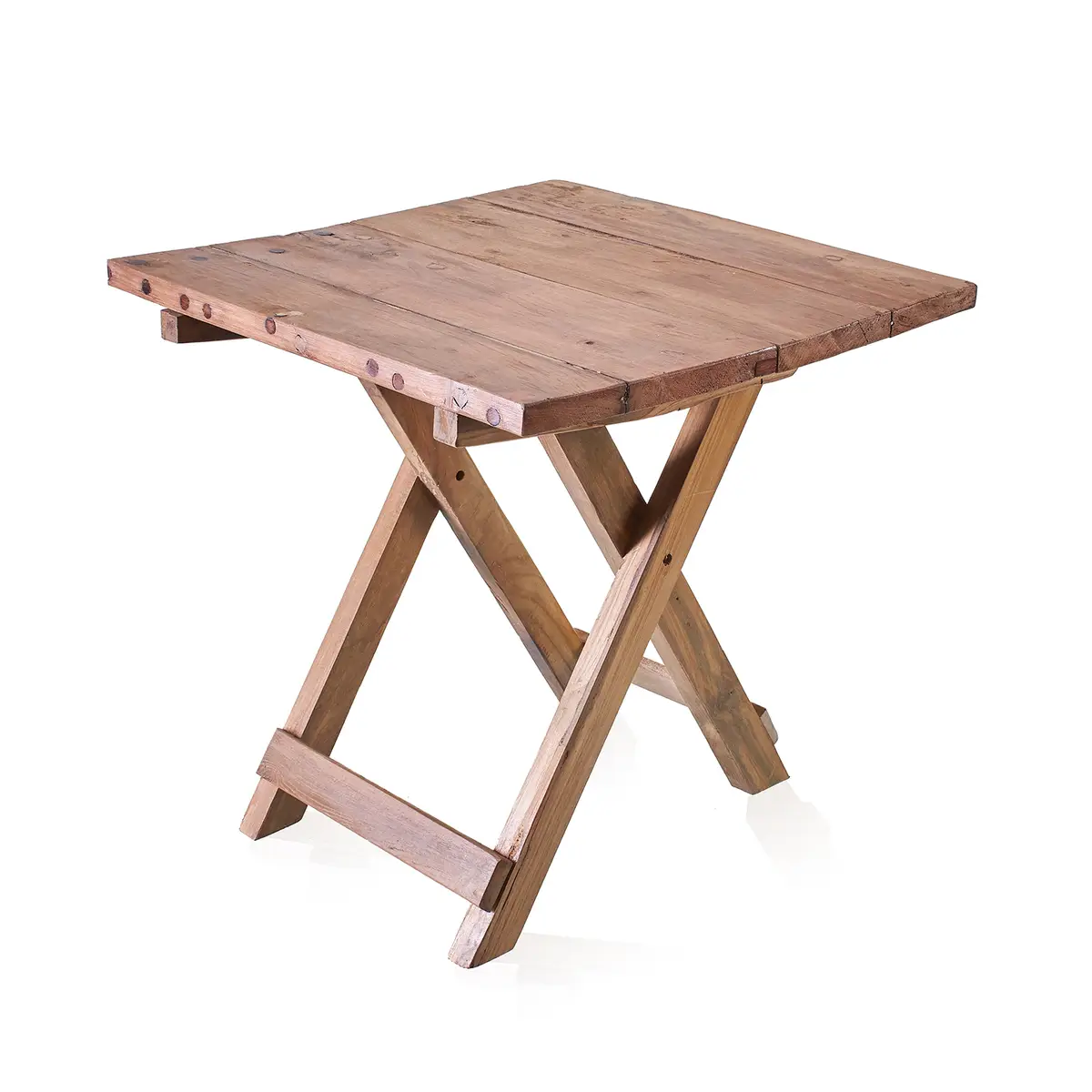 Table basse carrée pliante en teck recyclé — 50 × 50 cm - Ligne & Matière