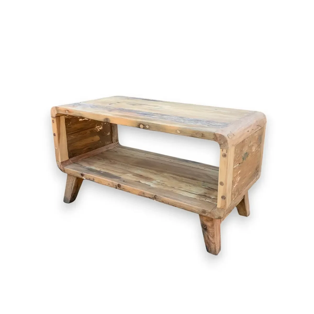 Table basse ronde en teck recyclé - Ligne & Matière
