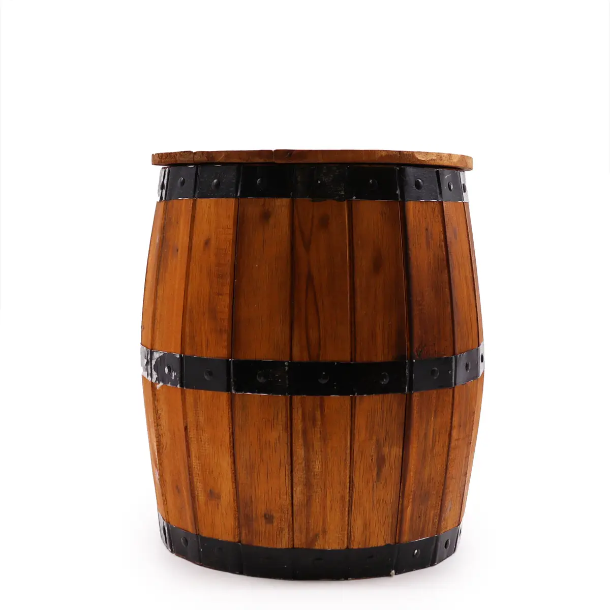 Tabouret tonneau en bois et métal — Naturel - Ligne & Matière