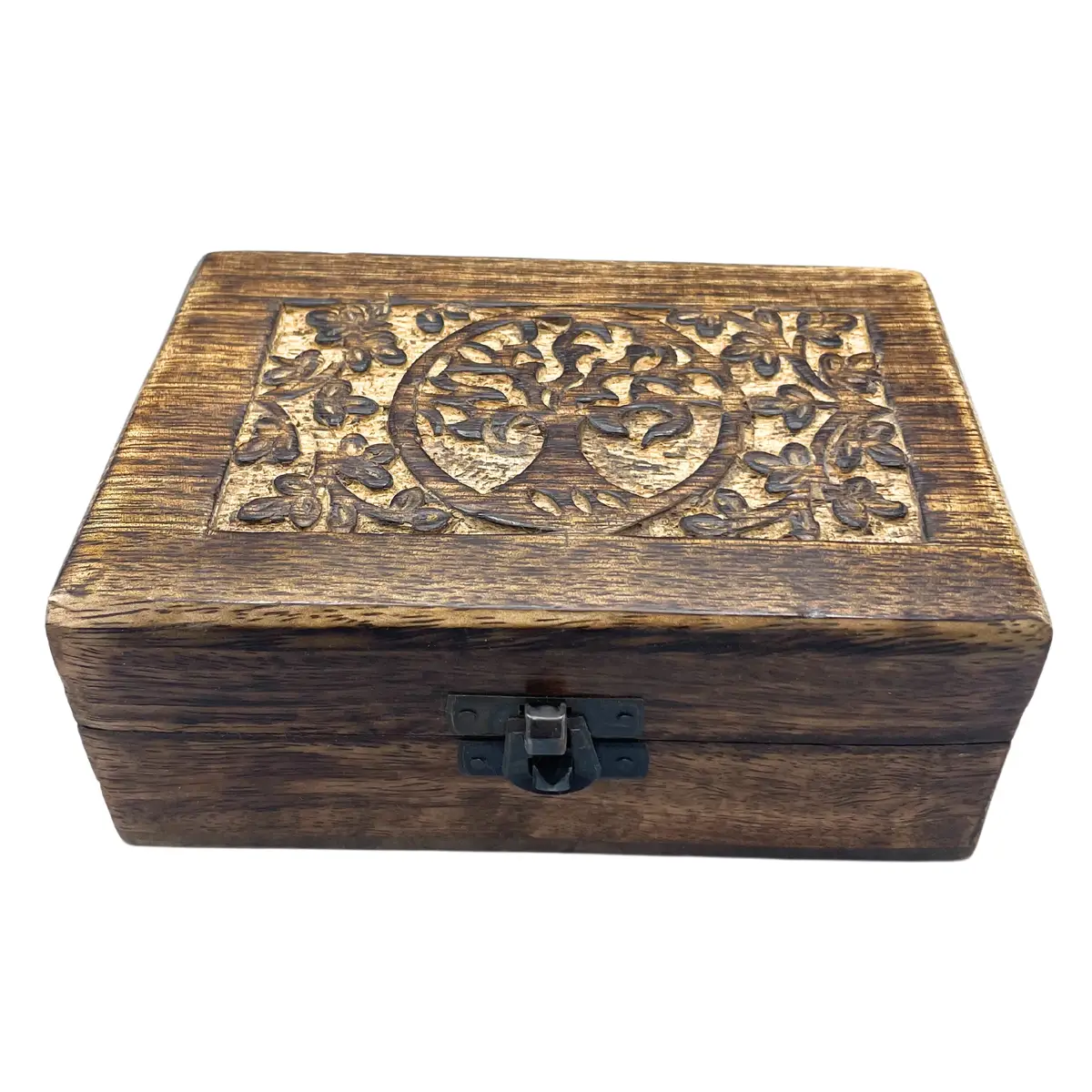 Boîte à souvenirs en bois de manguier — Arbre de vie, 15 × 10 × 6 cm - Photo 1