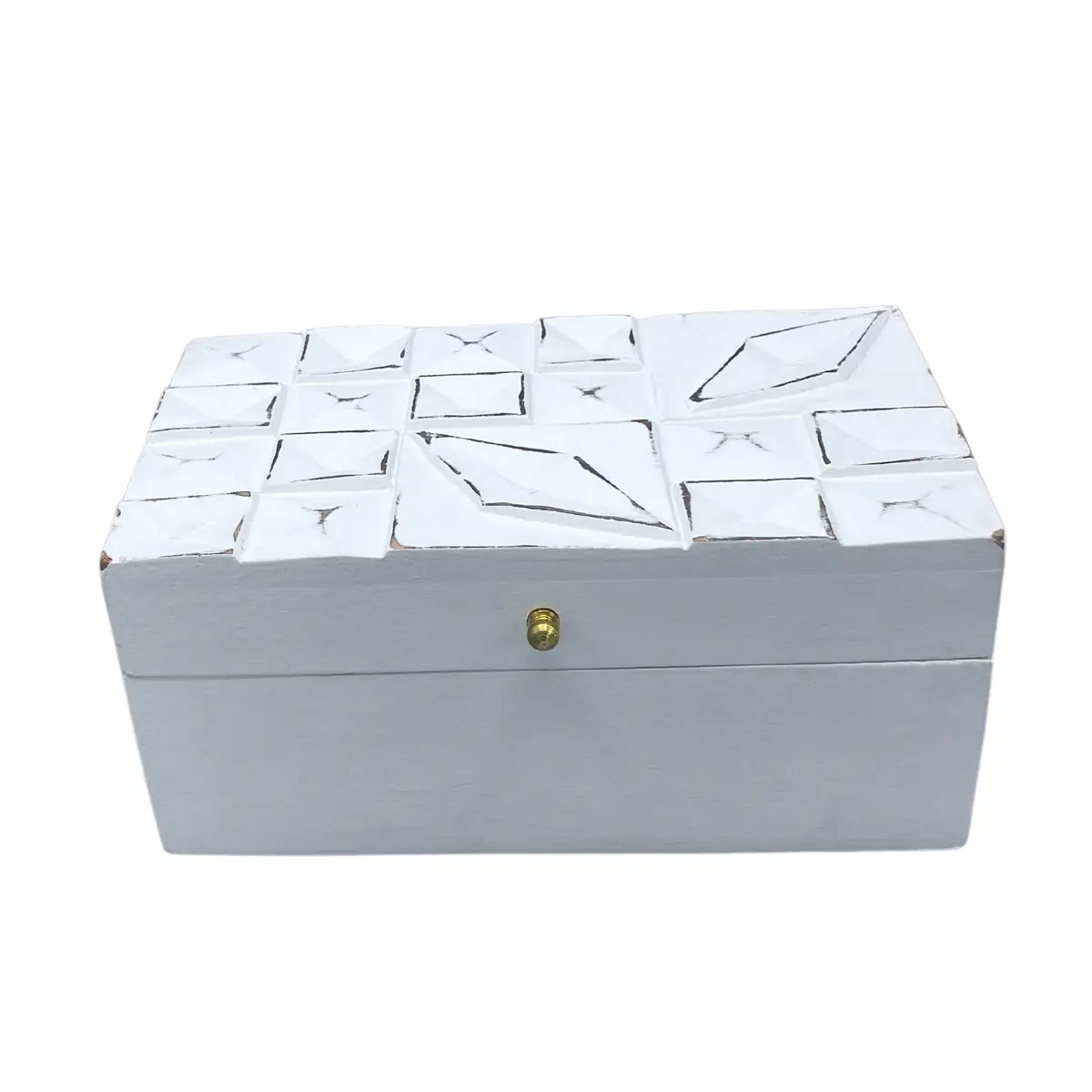 Boîte décorative Losanges blancs — 22 × 12 × 10 cm - Photo 1