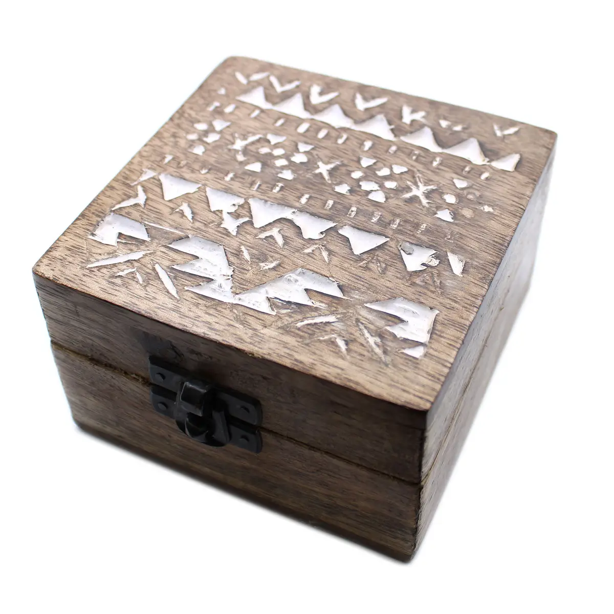 Boîte en bois blanchi — motif slave, format 4 × 4 - Photo 1