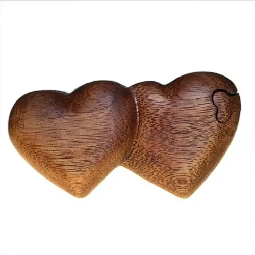 Boîte puzzle en bois, deux cœurs - Maison douce