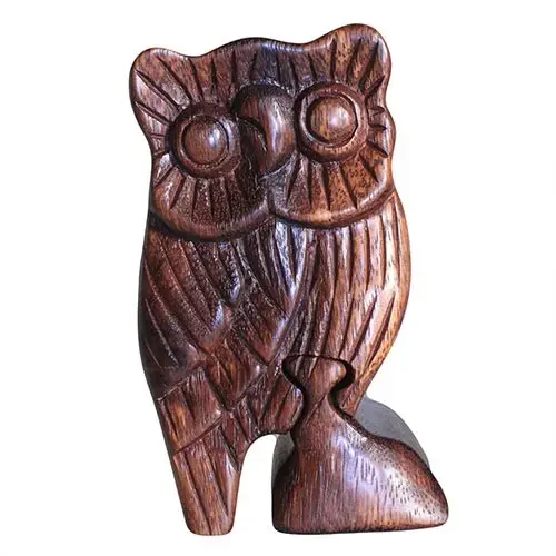 Boîte puzzle en bois, hibou - Maison douce