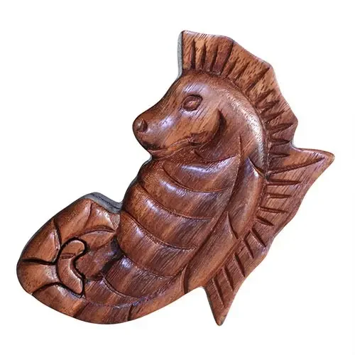 Boîte puzzle en bois, hippocampe - Maison douce