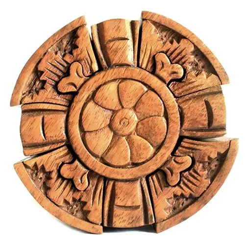Boîte puzzle en bois, pétales ronds - Maison douce