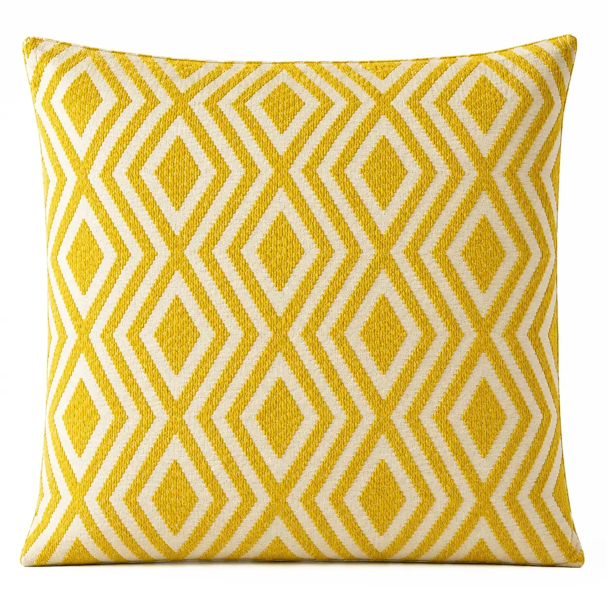 Grande housse de coussin losanges moutarde, 60 × 60 cm - Maison douce