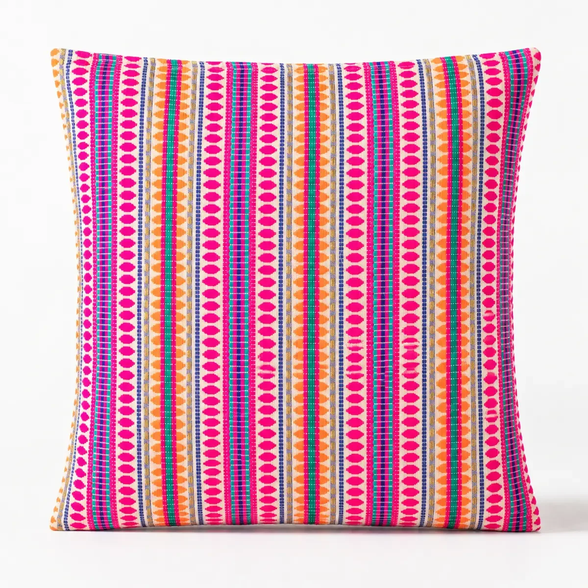 Grande housse de coussin rayures néon, 60 × 60 cm - Maison douce
