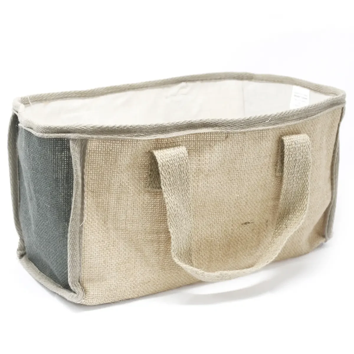 Panier à anses en jute et coton, anthracite, 33 × 18 × 20 cm - Maison douce