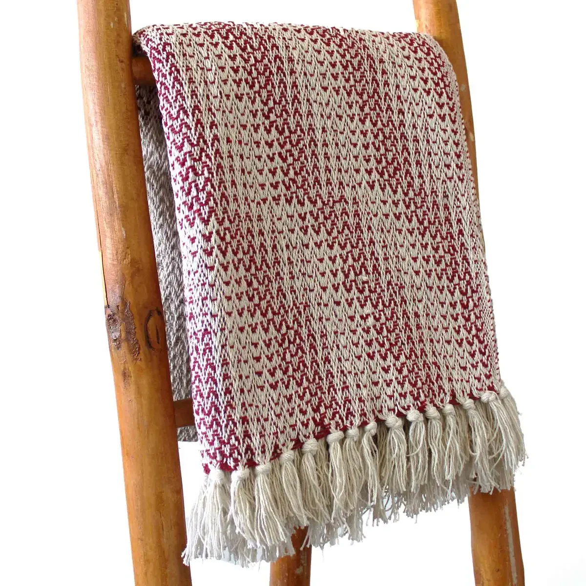 Plaid en coton rubis bicolore, 125 × 150 cm - Maison douce