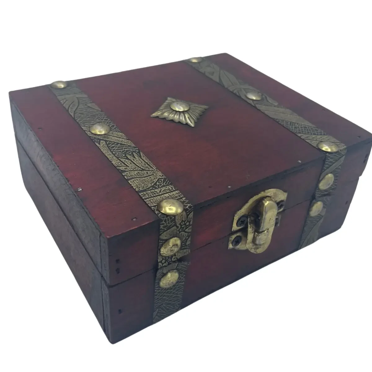 Rangement vintage, coffret carré brun - Maison douce