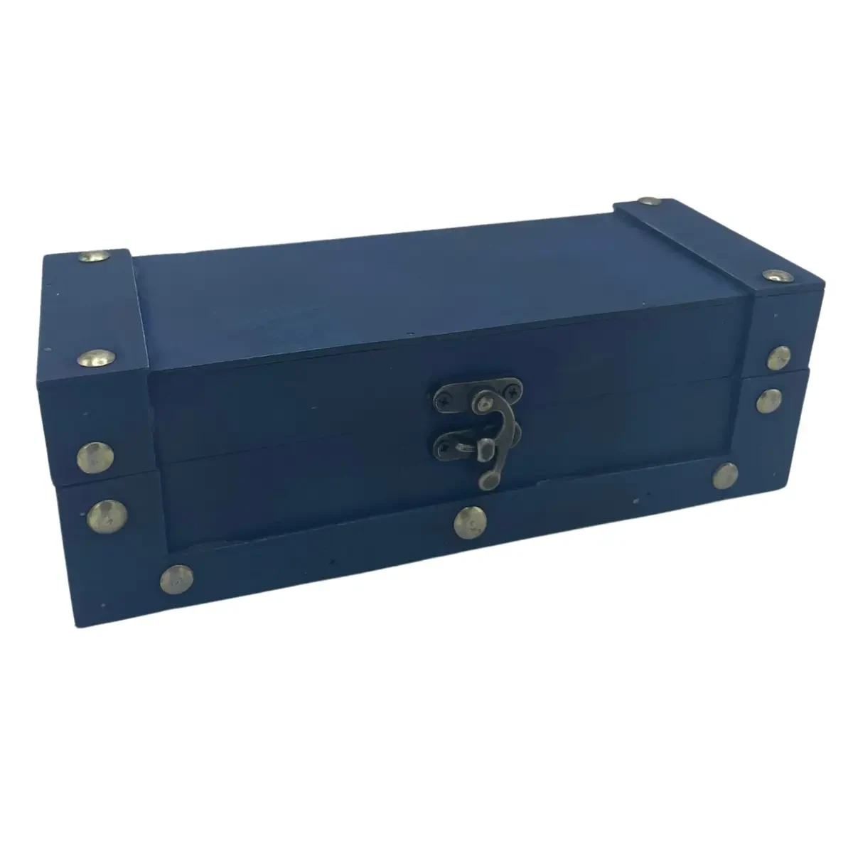 Rangement vintage, coffret long bleu canard - Maison douce