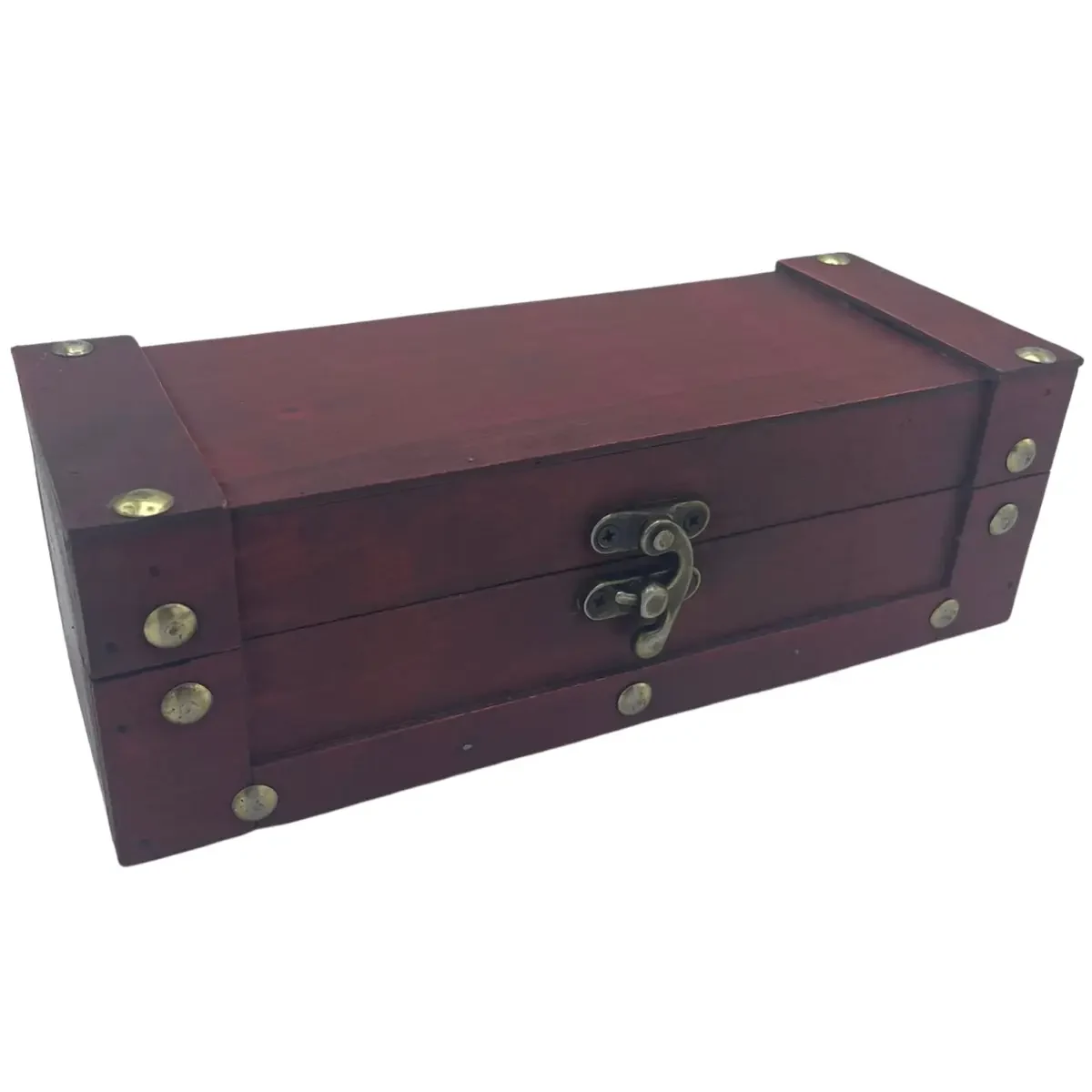 Rangement vintage, coffret long brun - Maison douce