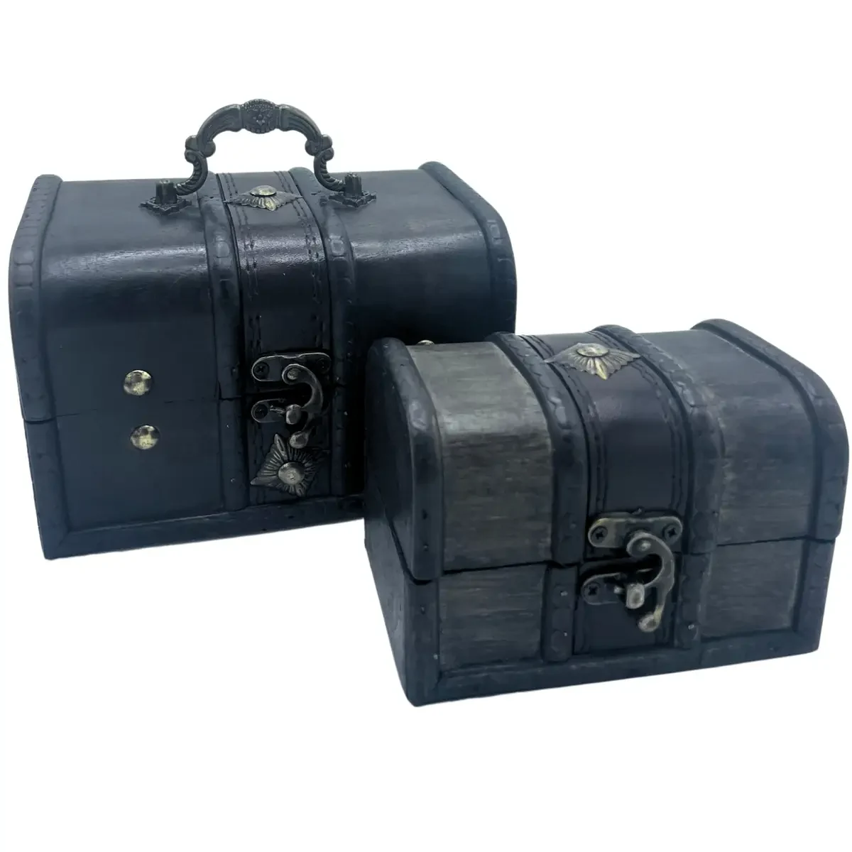 Rangement vintage, coffrets gris, lot de 2 - Maison douce