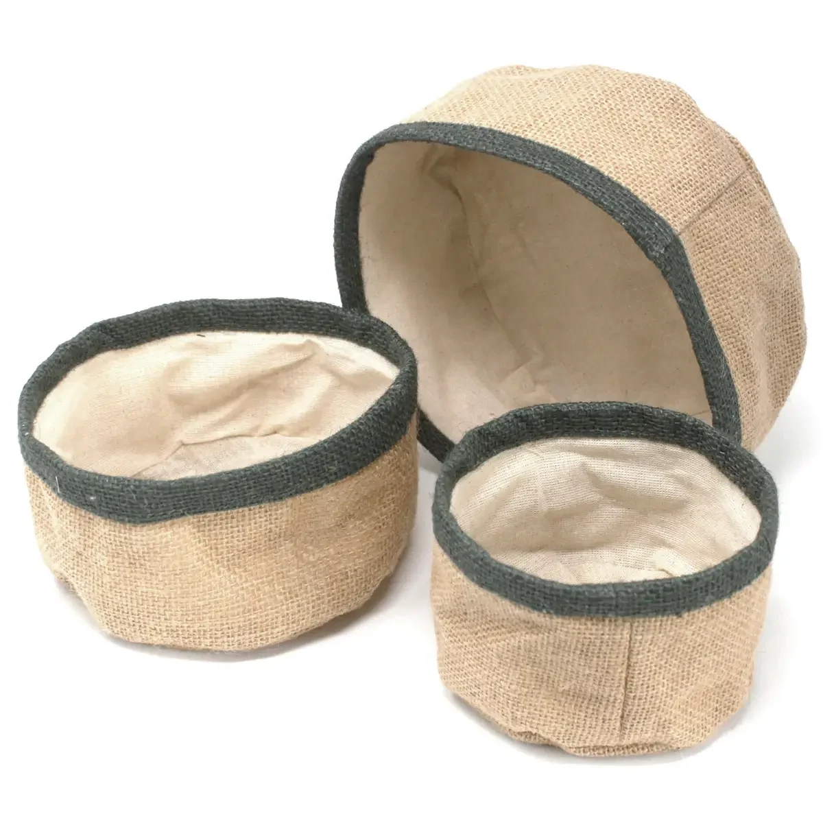 Trio de petits paniers en jute et coton, anthracite - Maison douce