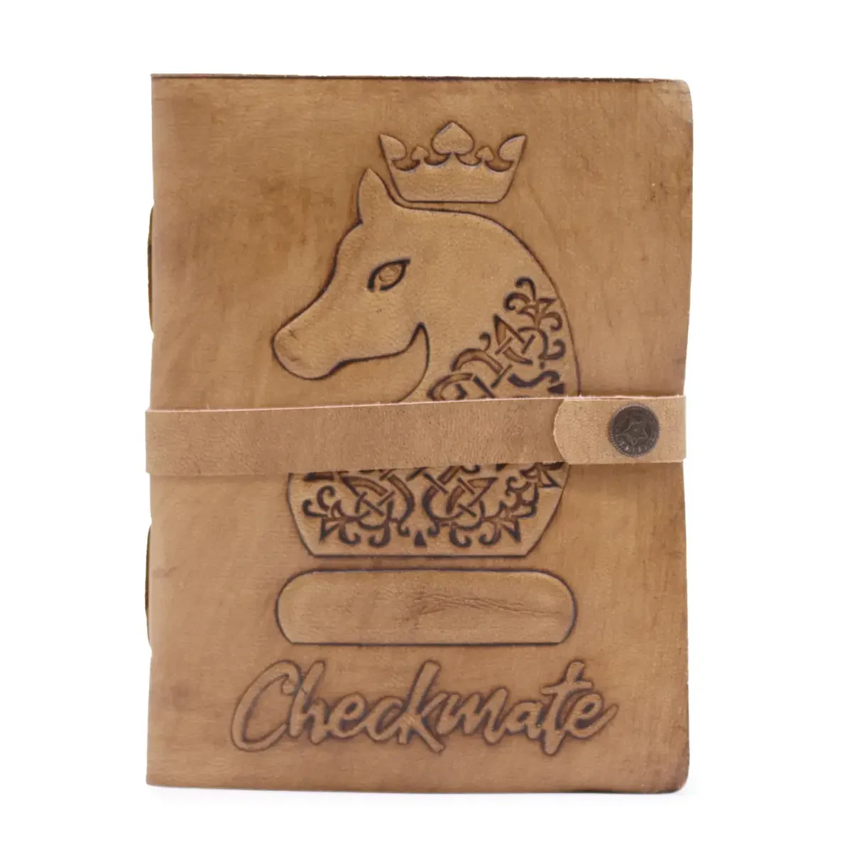 Carnet en cuir damier brun clair, 20 × 15 cm - Pause Papier