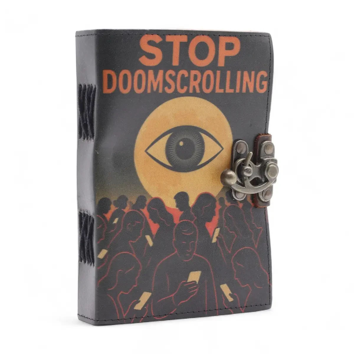 Carnet en cuir inscription Stop Doom Scrolling, 17,8 × 12,7 cm - Pause Papier