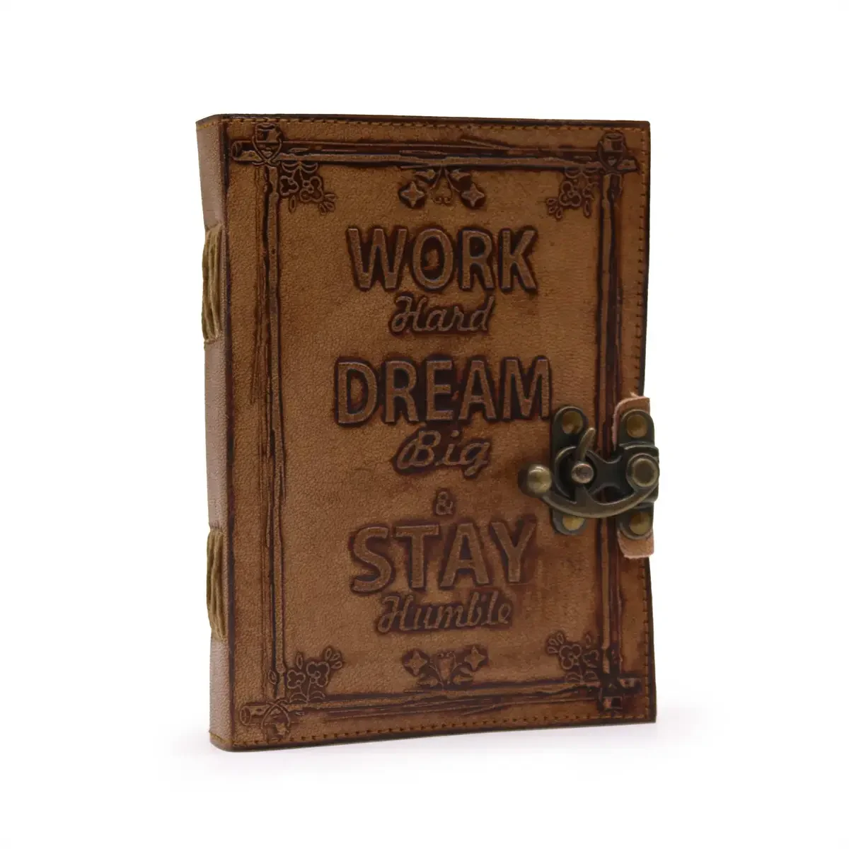 Carnet en cuir inscription Work Hard, Dream Big, 13 × 18 × 4 cm - Pause Papier