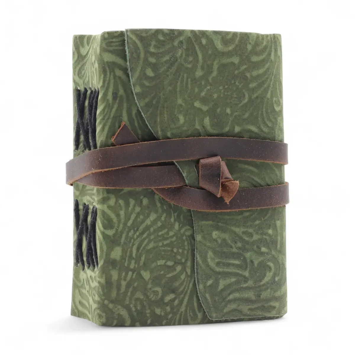 Carnet en cuir labyrinthe vert, 12,7 × 8,9 cm - Pause Papier