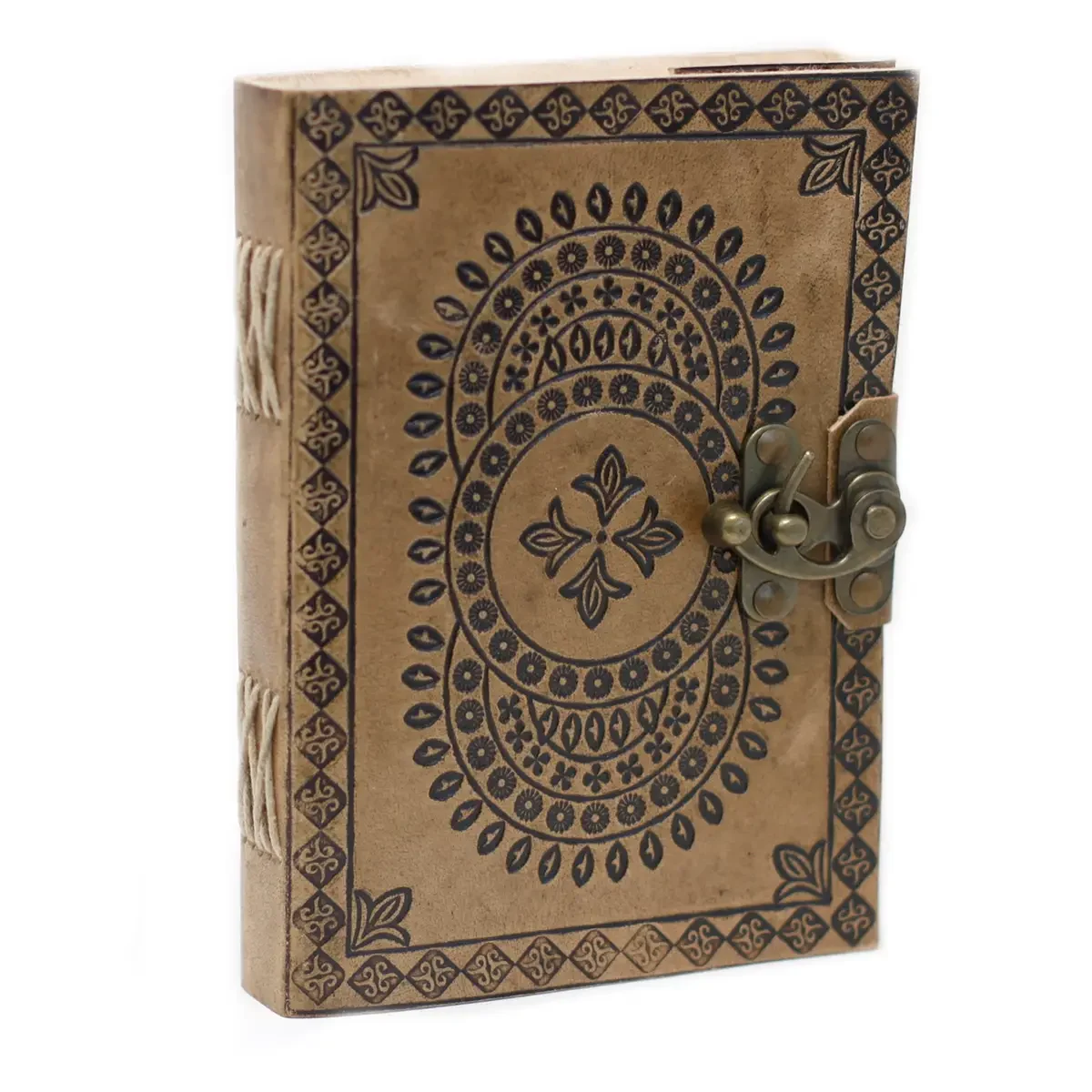 Carnet en cuir mandala bleu, 18 × 13 cm - Pause Papier