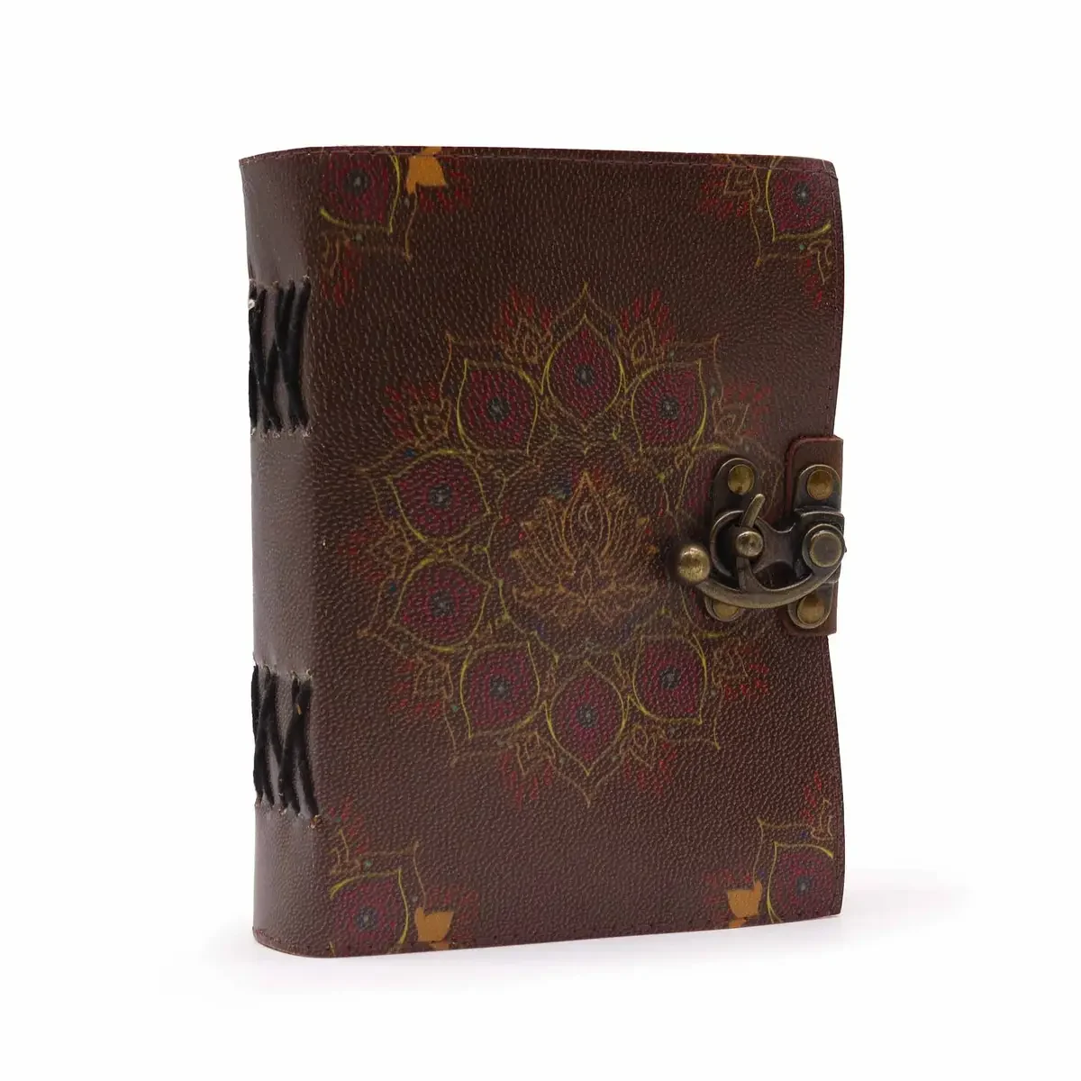 Carnet en cuir mandala lotus, 13 × 18 × 4 cm - Pause Papier