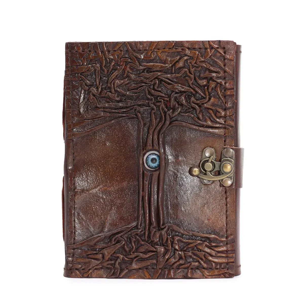 Carnet en cuir noir à motif œil, 17 × 12,5 cm - Pause Papier