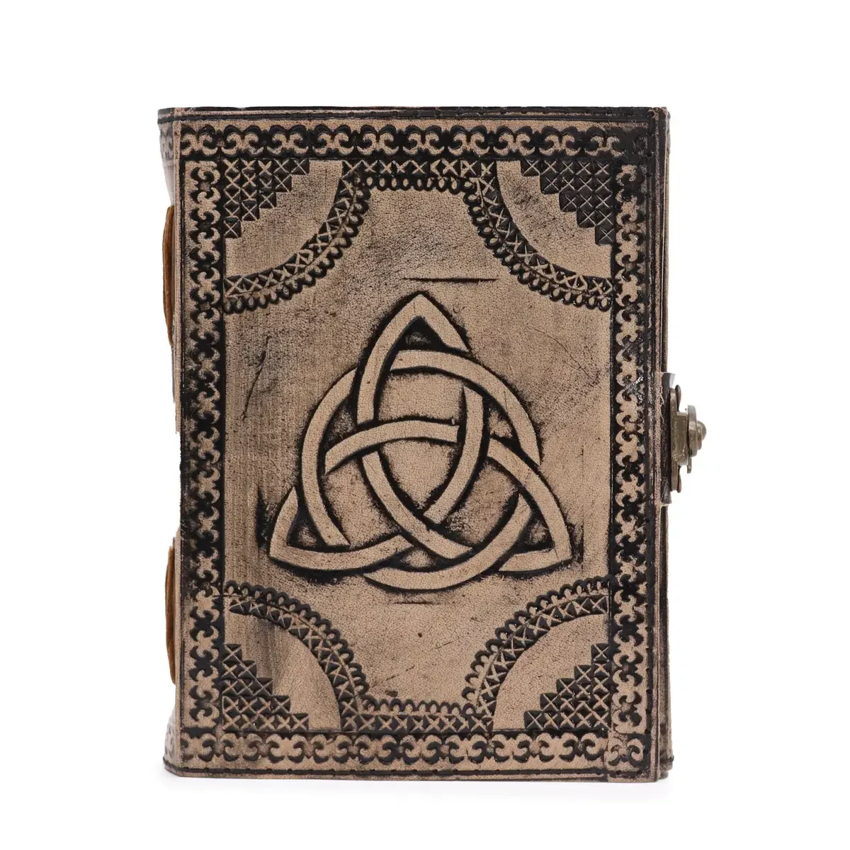 Carnet en cuir triquetra rouge brun, 17,5 × 12,5 cm - Pause Papier