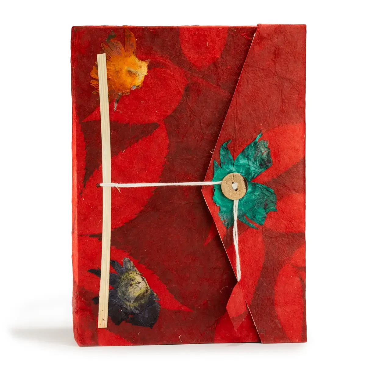 Carnet en papier lokta grandes fleurs rubis, 21 × 15 cm - Pause Papier