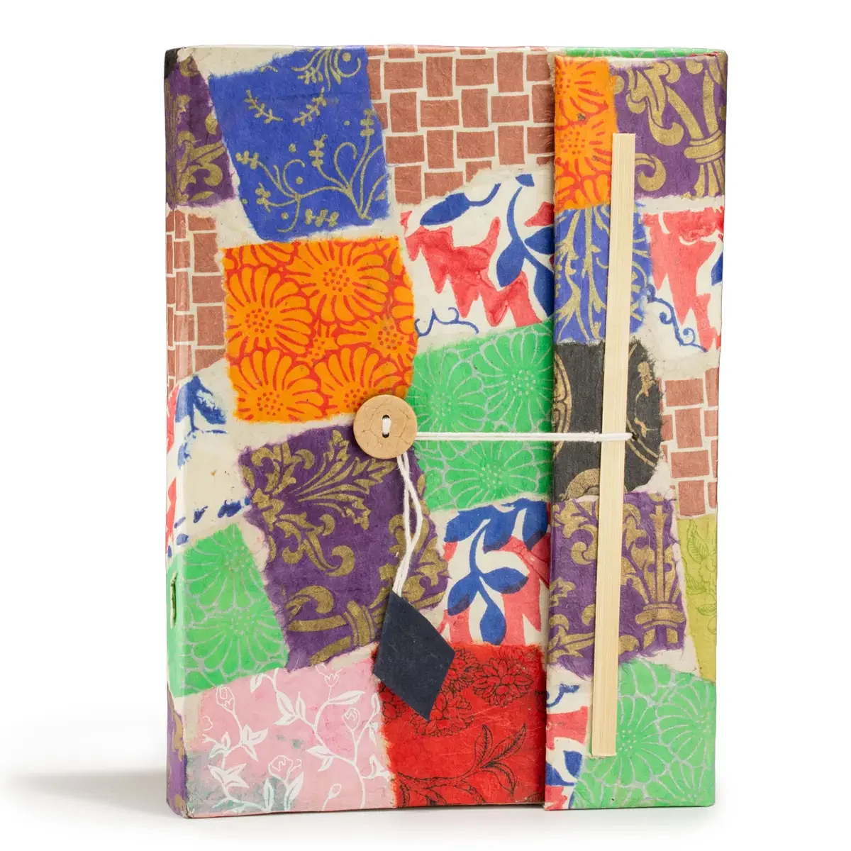 Carnet en papier lokta patchwork multicolore, 21 × 15 cm - Pause Papier