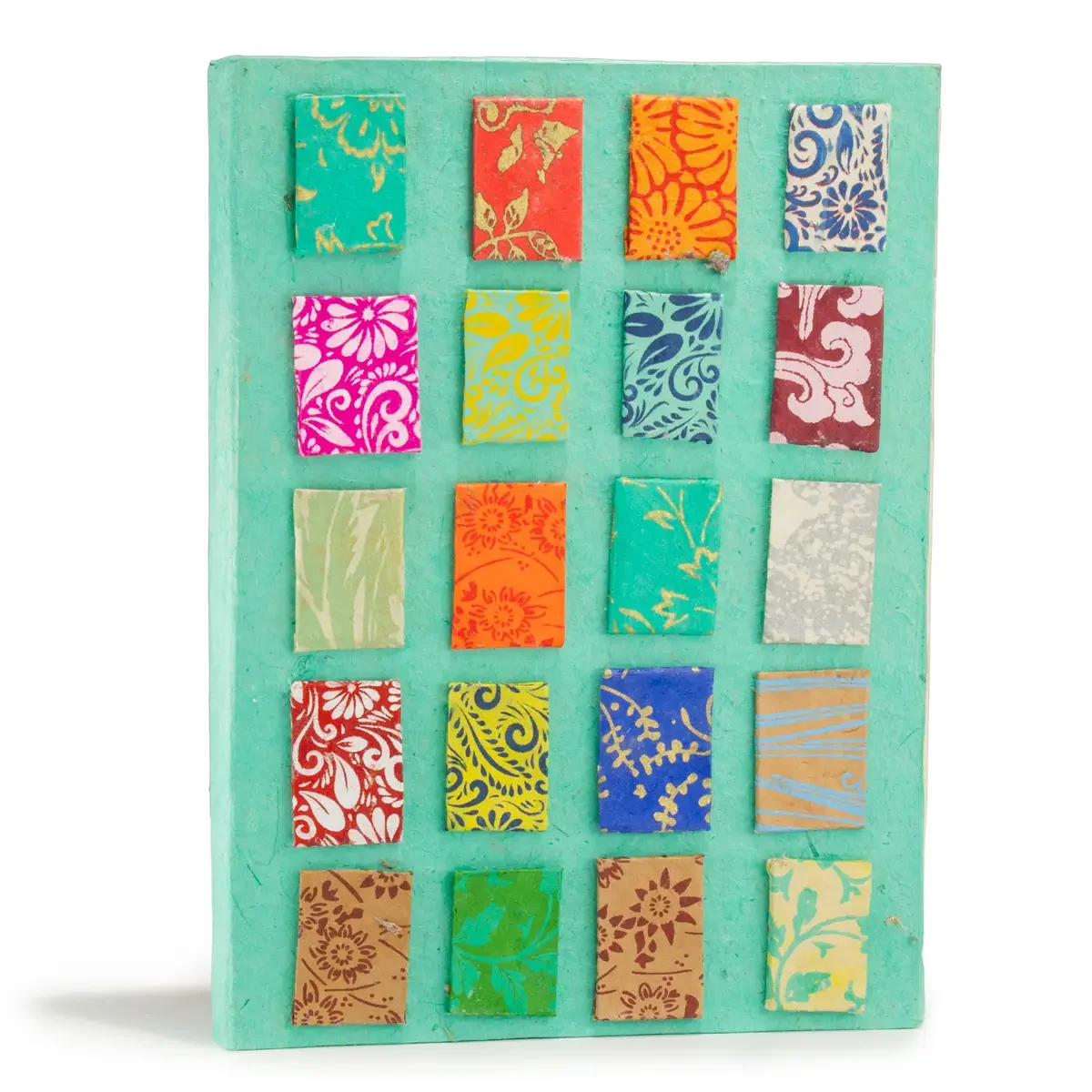 Carnet en papier lokta petits carreaux bleu canard, 21 × 15 cm - Pause Papier