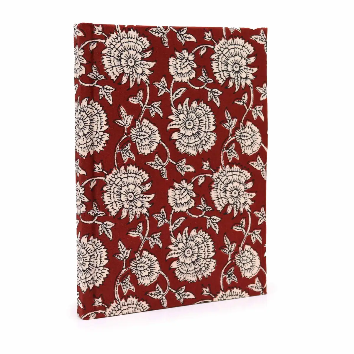 Carnet relié en coton à fleurs bordeaux — 20 × 15 cm, 96 pages - Pause Papier