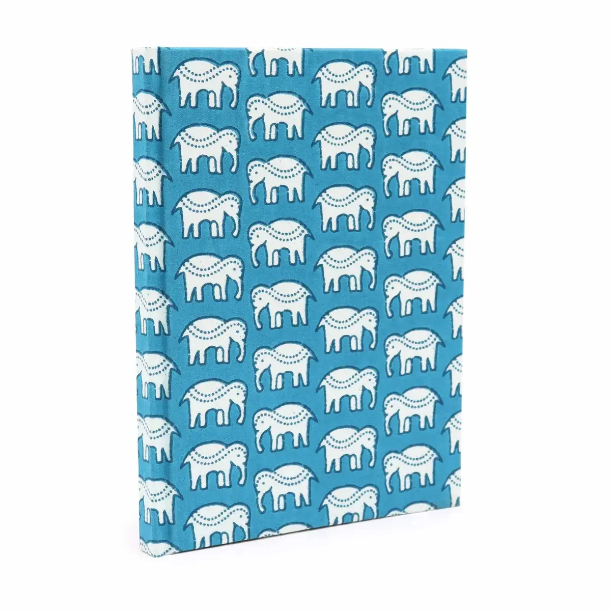 Carnet relié en coton, éléphants turquoise, 96 pages - Photo 1