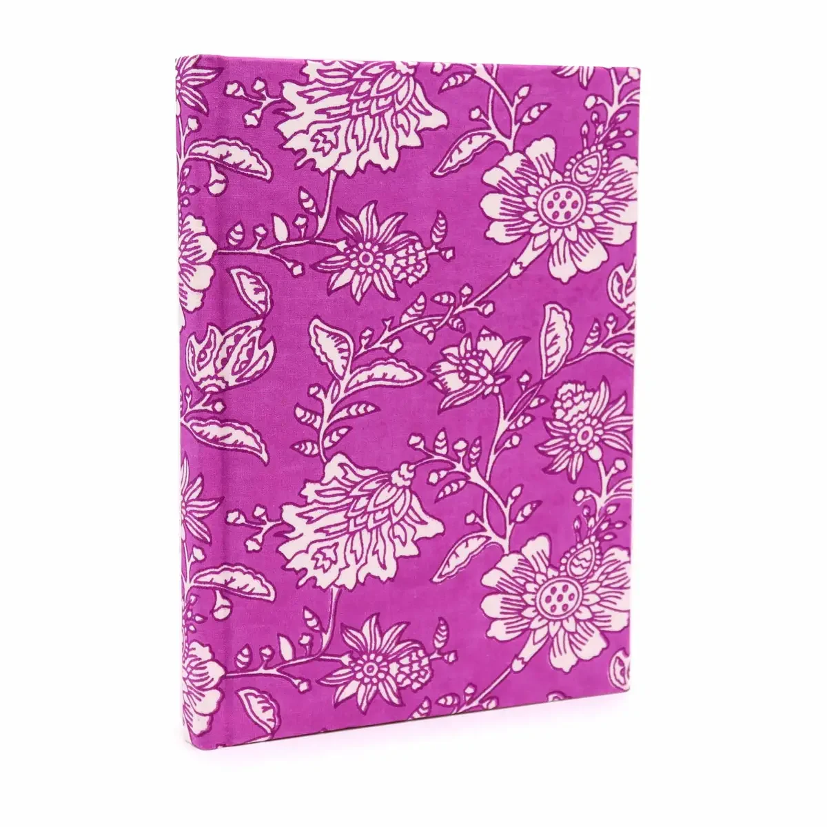 Carnet relié en coton, motif fuchsia patiné, 96 pages - Pause Papier