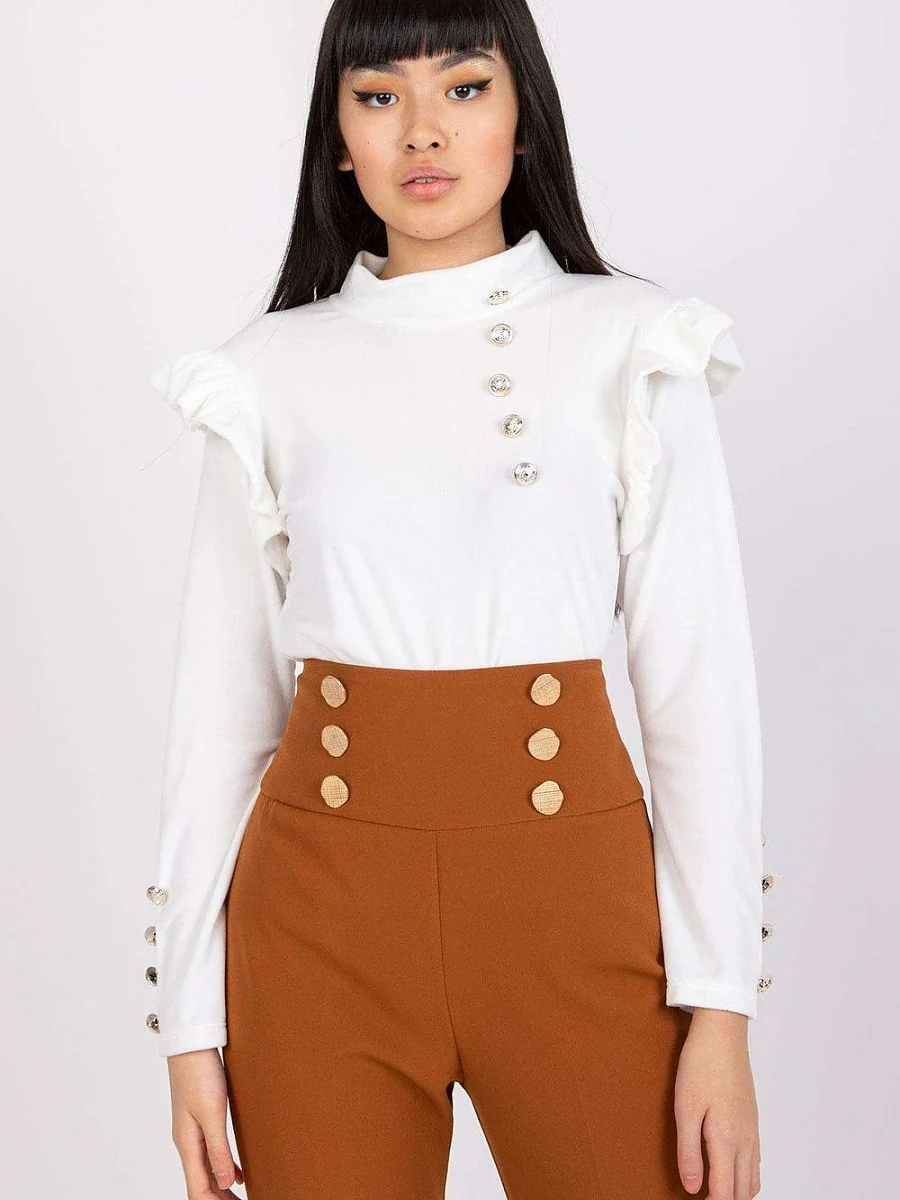 Blouse blanche effet velours à volants - Italy Moda - Vestiaire Clair