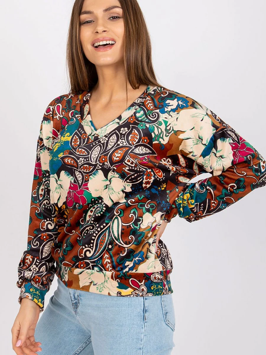 Blouse brune à motif - Italy Moda - Vestiaire Clair