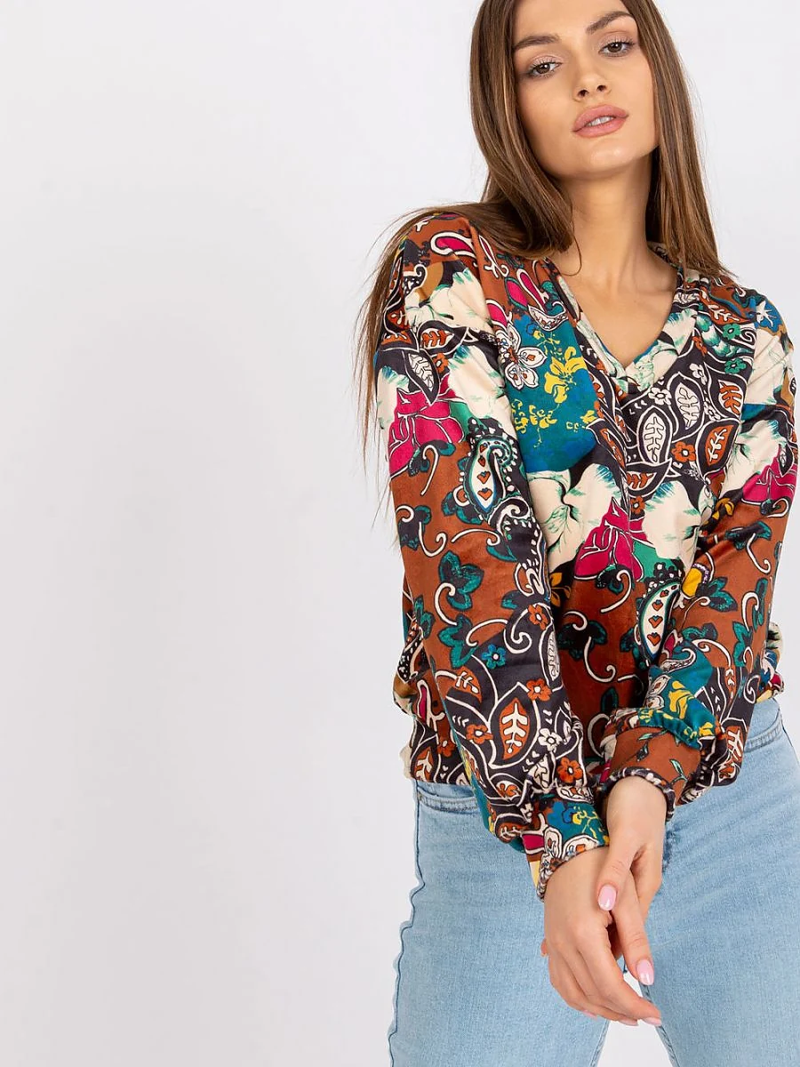 Blouse brune à motif - Italy Moda - Vestiaire Clair