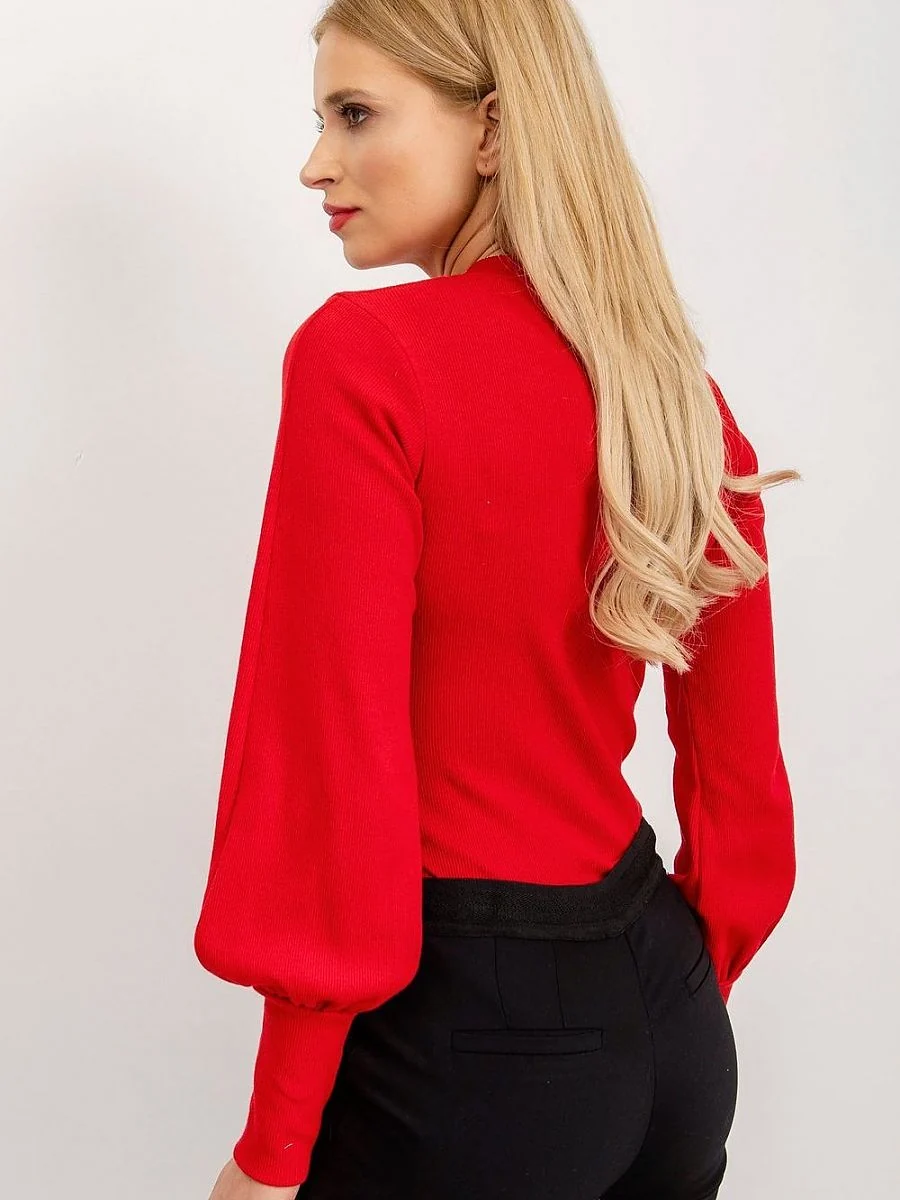 Blouse rouge côtelée à poignets côtelés - Rue Paris - Vestiaire Clair