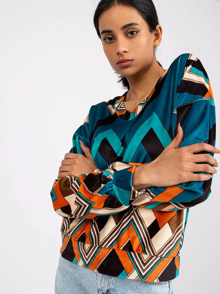 Blouse verte effet velours à motif - Italy Moda - Vestiaire Clair