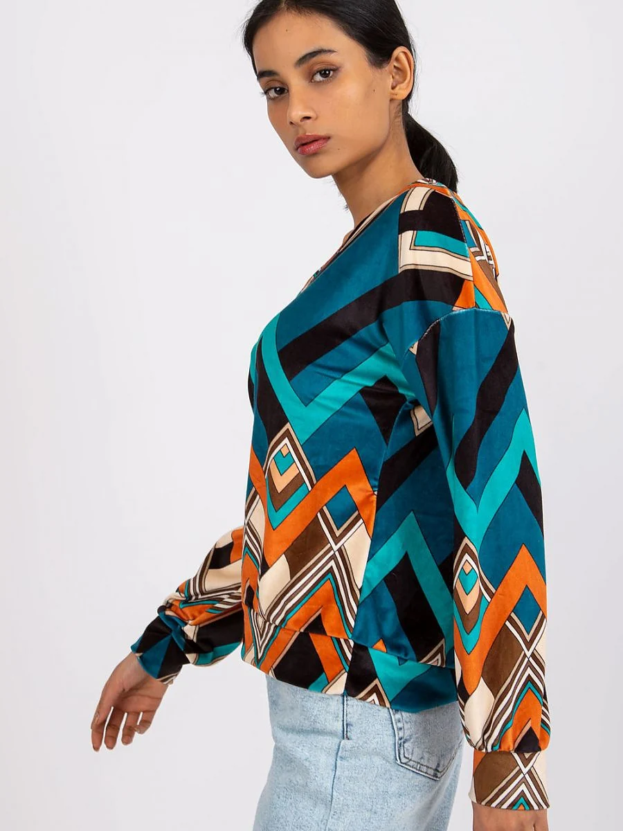Blouse verte effet velours à motif - Italy Moda - Vestiaire Clair