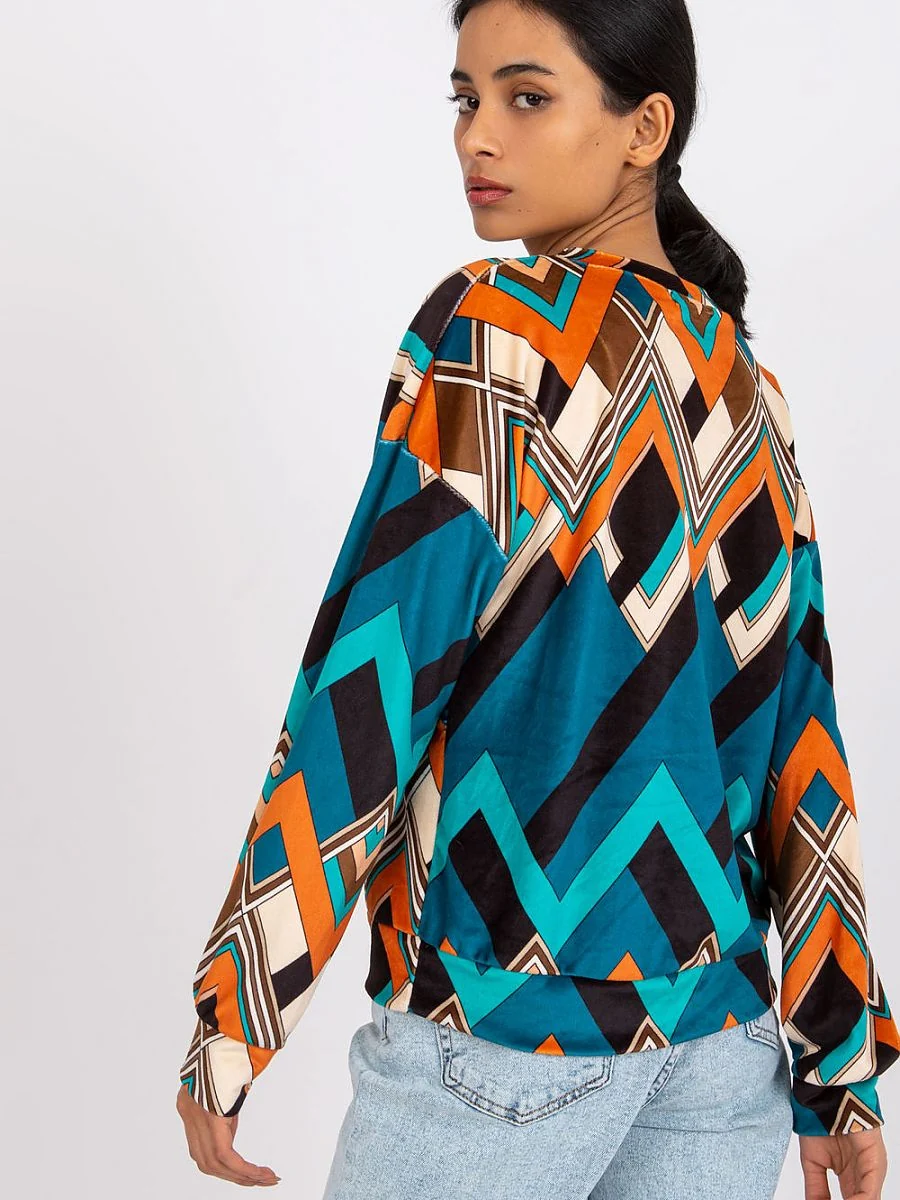 Blouse verte effet velours à motif - Italy Moda - Vestiaire Clair
