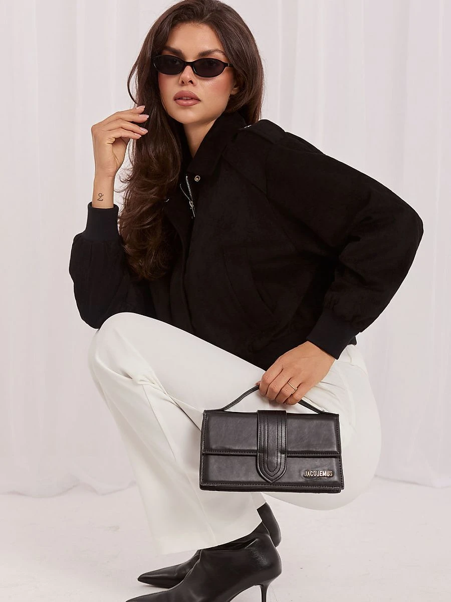 Blouson bomber noir en polyester — Italy Moda - Photo 1