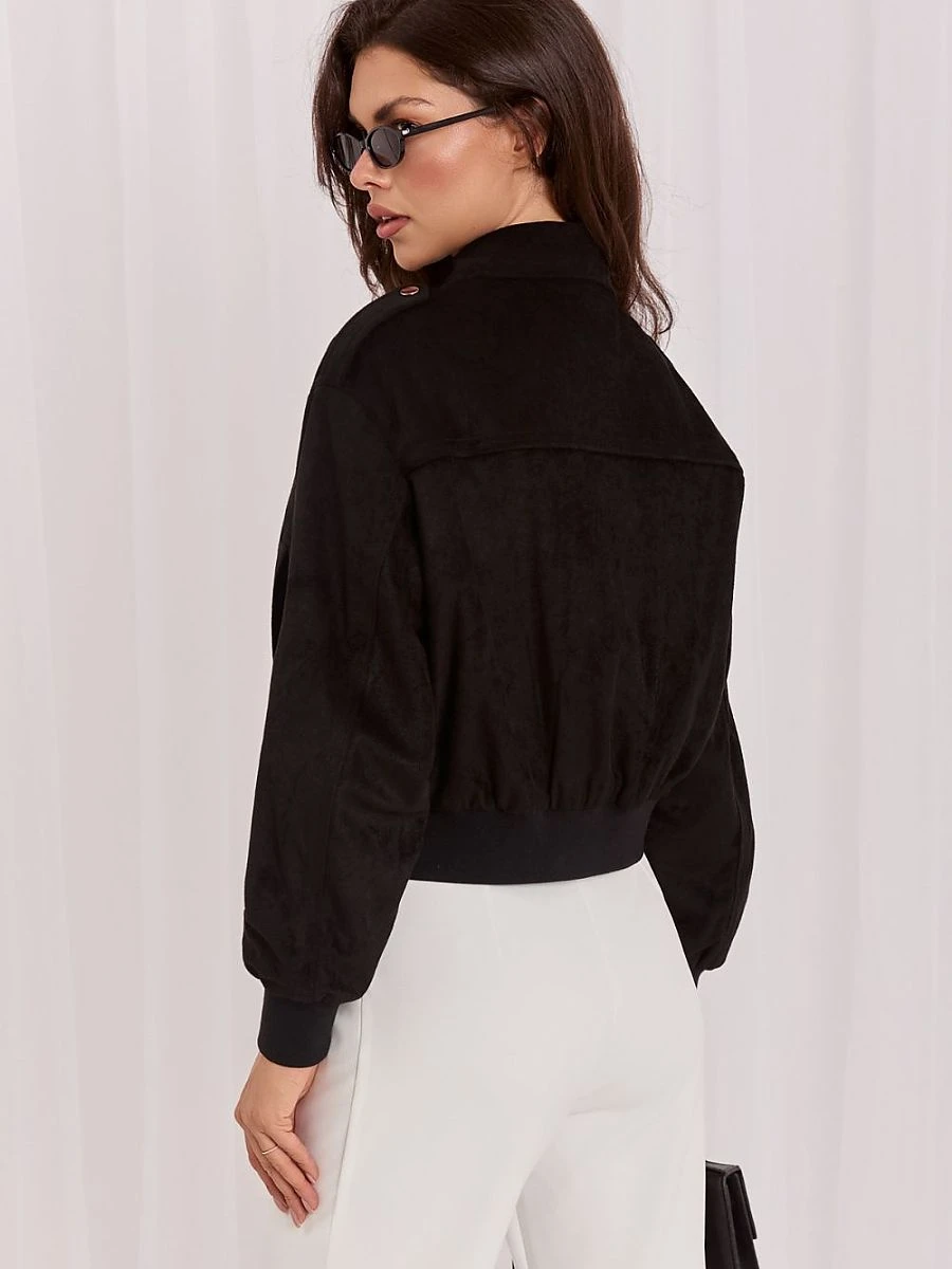 Blouson bomber noir en polyester — Italy Moda - Photo 4