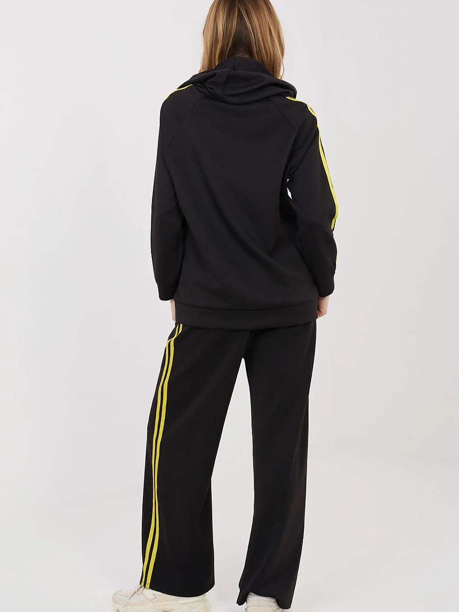 Ensemble noir, sweat zippé à capuche et pantalon large - Rue Paris - Vestiaire Clair